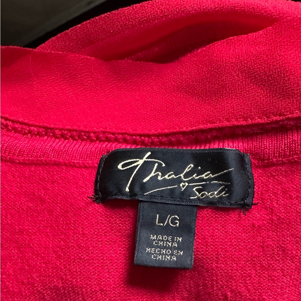 Thalia Sodi Red Sweater Cardigan 3/4 sleeve size L - Picture 6 of 8